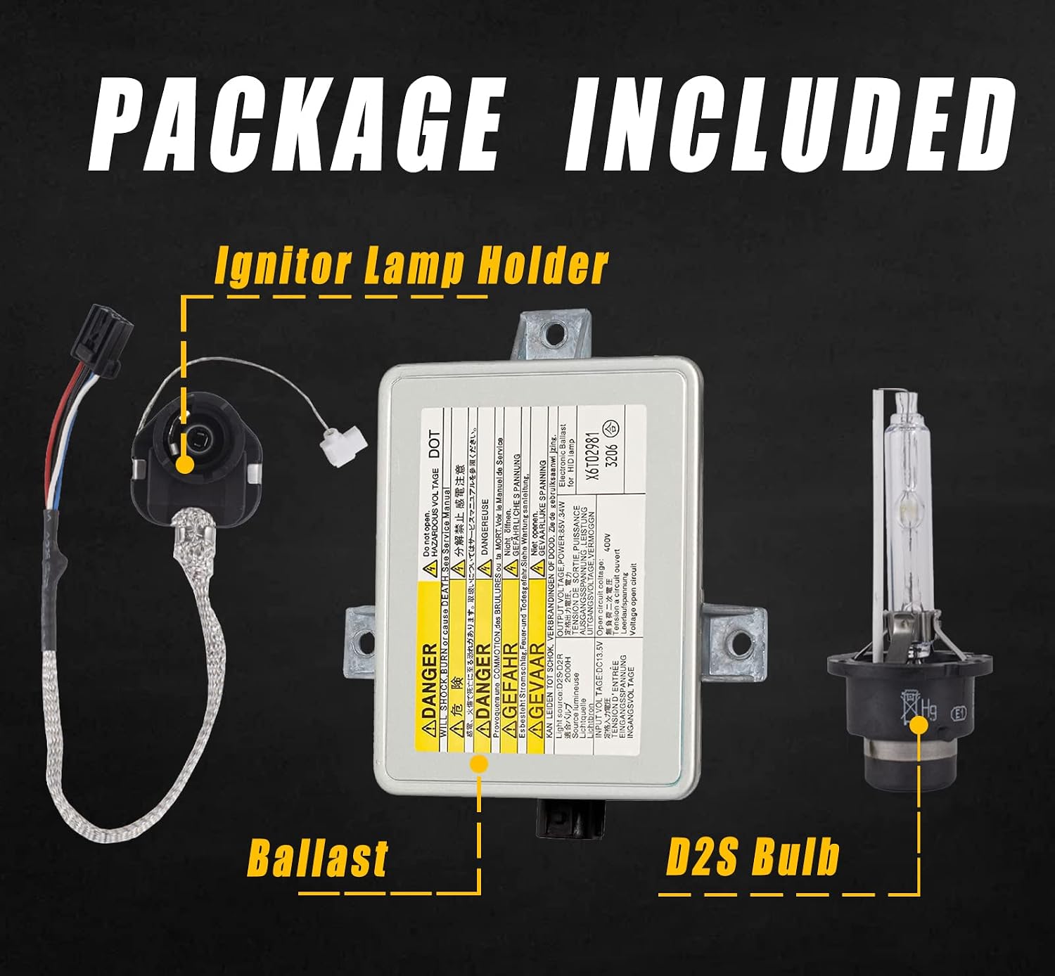 Boine Xenon HID Headlight Ballast with Igniter, D2S Bulb Assembly Module Compatible with 2002-2005 Acura TL / TSX/ TL Type-S, 04-06 Mazda 3, 04-09 Honda S2000 Replaces W3T10471 X6T02971
