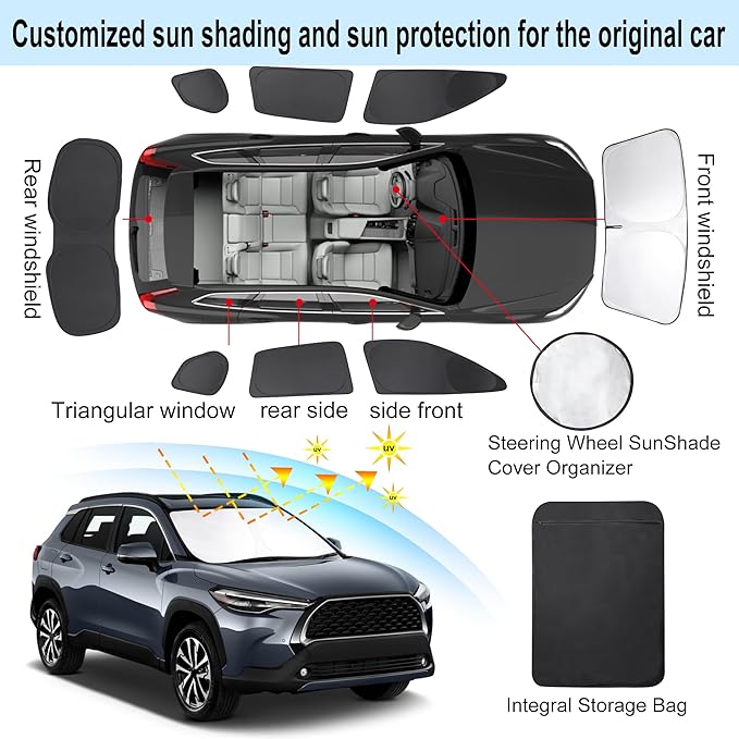 TINGLU Window Shades for Toyota Corolla Cross 2022-2024 2025 Accessories Car - Image 3
