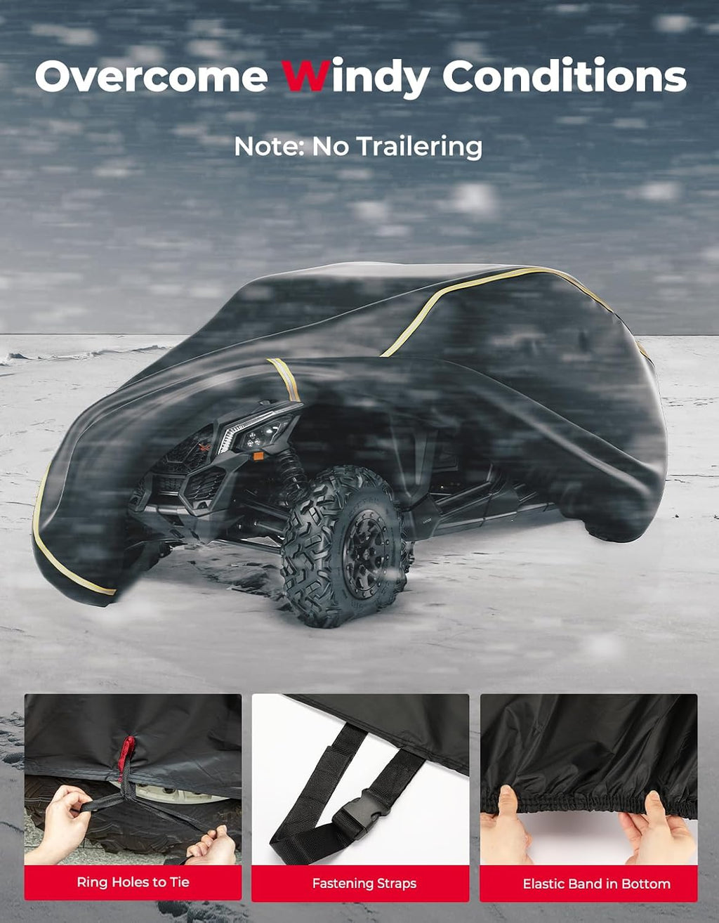 KEMIMOTO X3 MAX Cover 4 Seater, Waterproof Oxford Cloth Long Lasting Keep Clean Cab Enclosure UTV Cover, 177"×73"×63" Large, Compatible with Can-Am Maverick X3 MAX 2017-2025