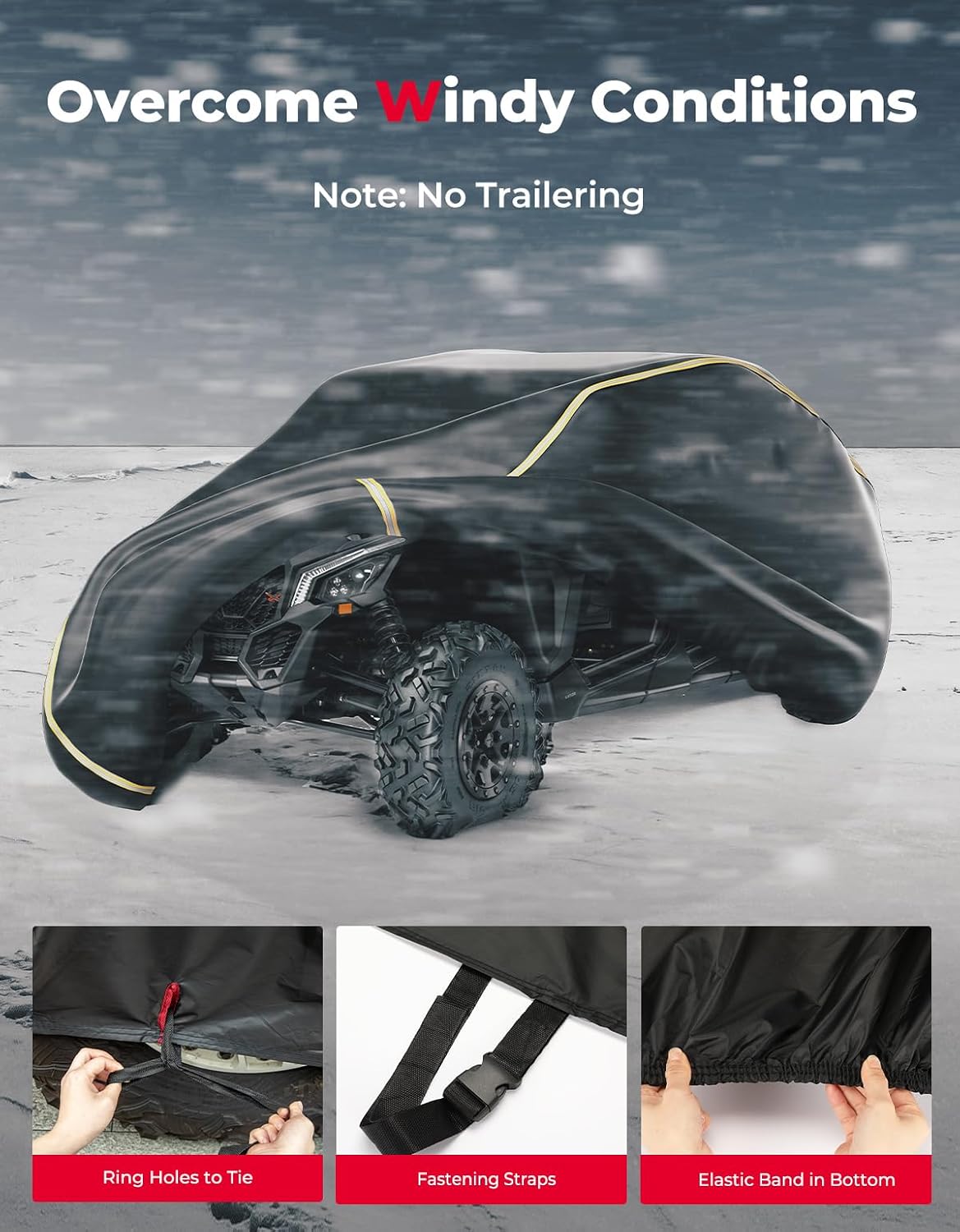KEMIMOTO X3 MAX Cover 4 Seater, Waterproof Oxford Cloth Long Lasting Keep Clean Cab Enclosure UTV Cover, 177"×73"×63" Large, Compatible with Can-Am Maverick X3 MAX 2017-2025