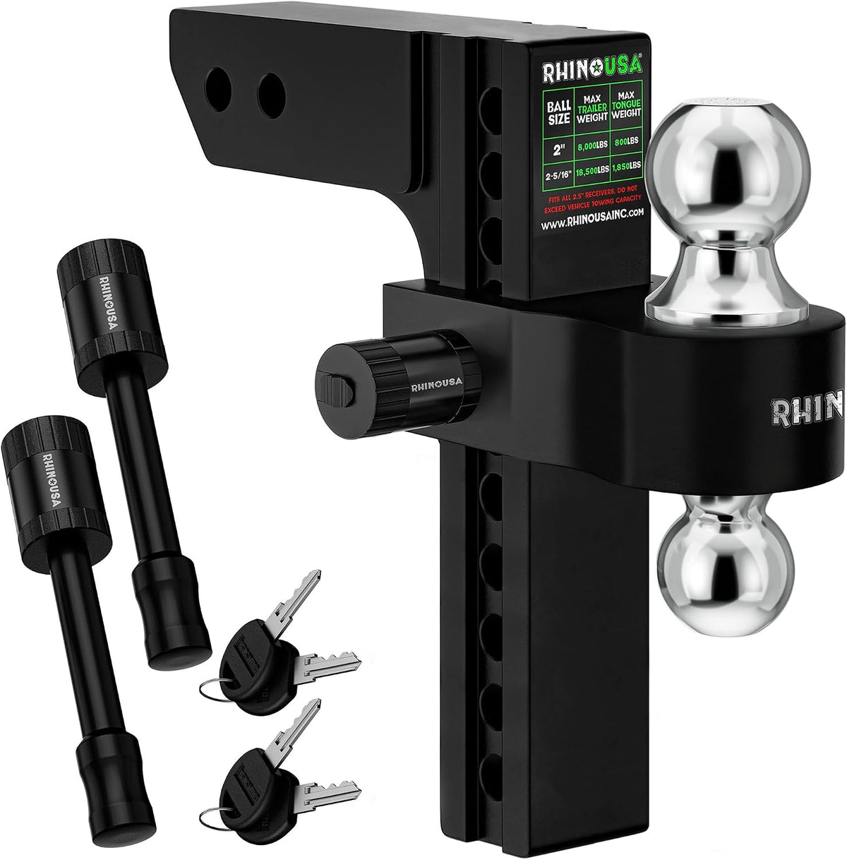 rhino usa adjustable trailer hitch (2in receiver), main product view