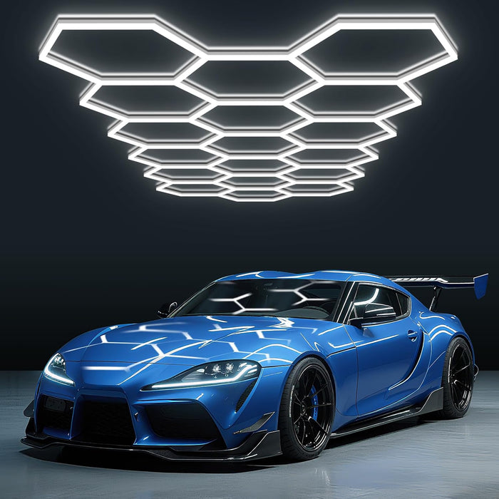 BRILLIHOOD Hexagon Garage Lights, LED Car Detailing Lighting, 6500K Super Bright