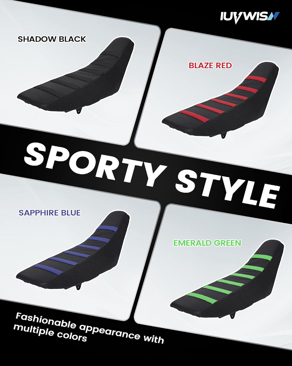 Motorcycle Soft Seat Cover Gripper Non-Slip Seat Cover Universal for Dirt Pit Bike Dual Sport Enduro Motocross Black