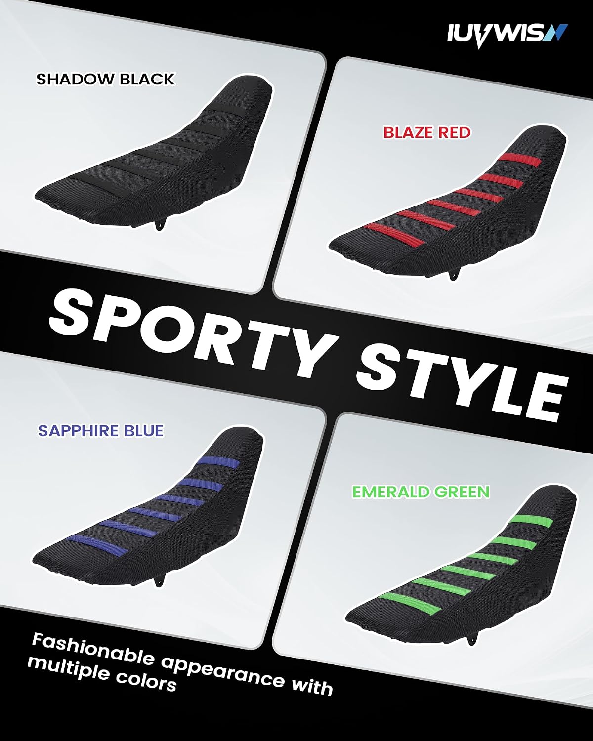 Motorcycle Soft Seat Cover Gripper Non-Slip Seat Cover Universal for Dirt Pit Bike Dual Sport Enduro Motocross Black