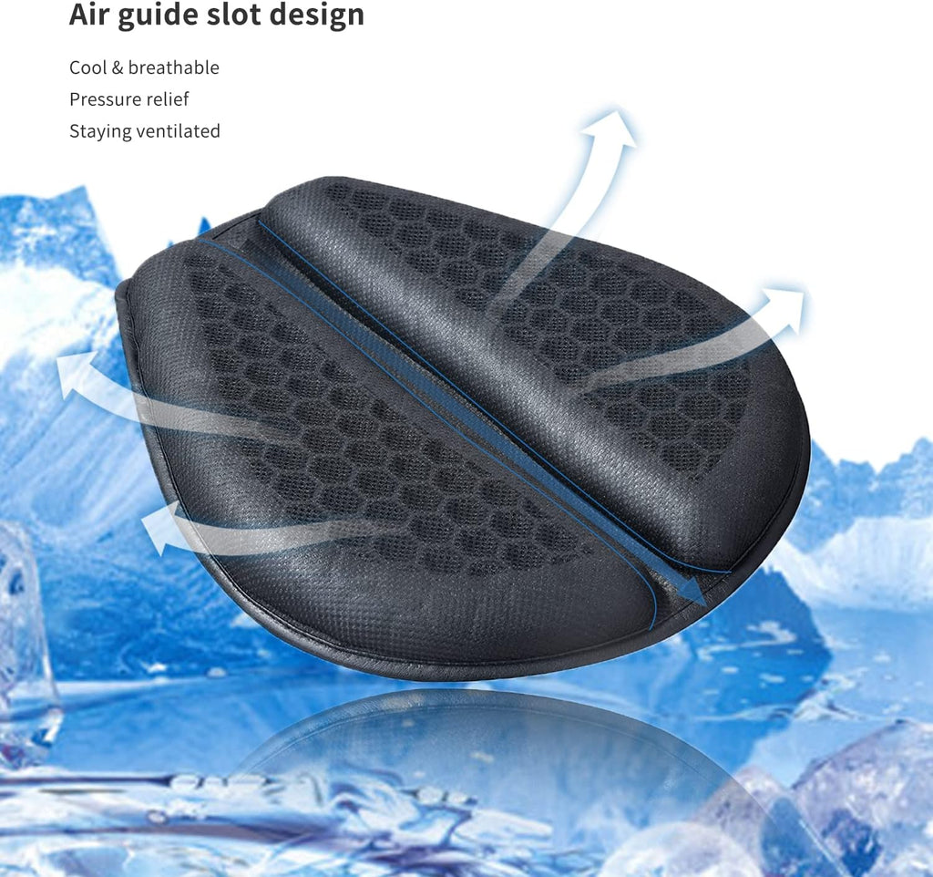 Motorcycle Seat Cushion, Motorcycle Gel Seat Pad with 3D Honeycomb Shock-Absorbing Breathable Seat Cover