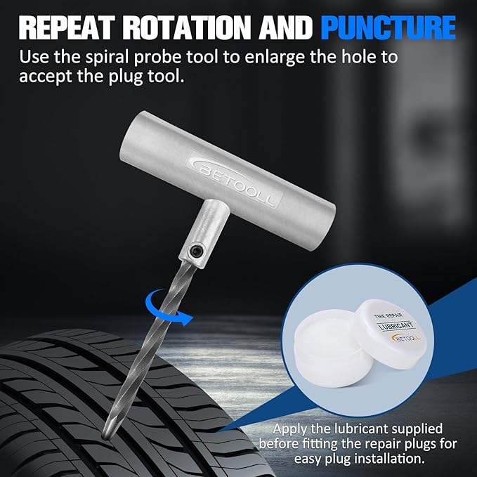 BETOOLL Tire Repair Kit, for car Motorcycle, Golf Cart, Trailer etc. - Image 3