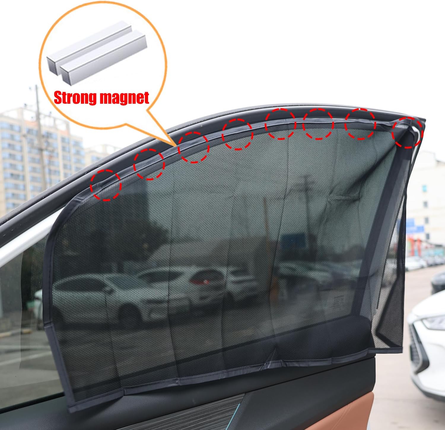 Magnetic Car Sun Shade UV Protection Auto Window Sunshade Side Curtain Summer Protection, Front Window Mesh Sun Visor (20 * 44 * 72cm)