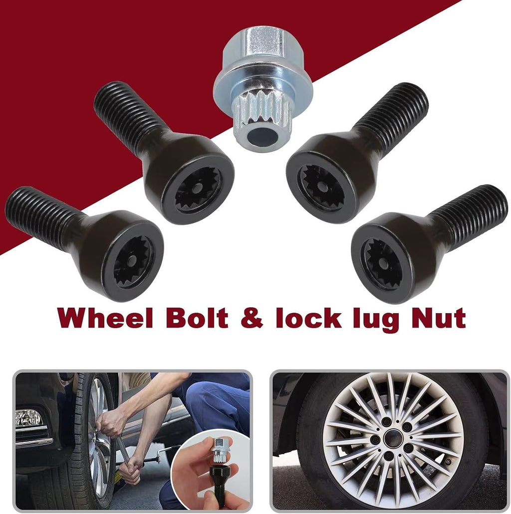 Car Wheel Bolts Locking Lug Nuts Stud Key Accessories Replacement 36136786419 Compatible with BMW for Z4 Z3 M6 for M5 M3