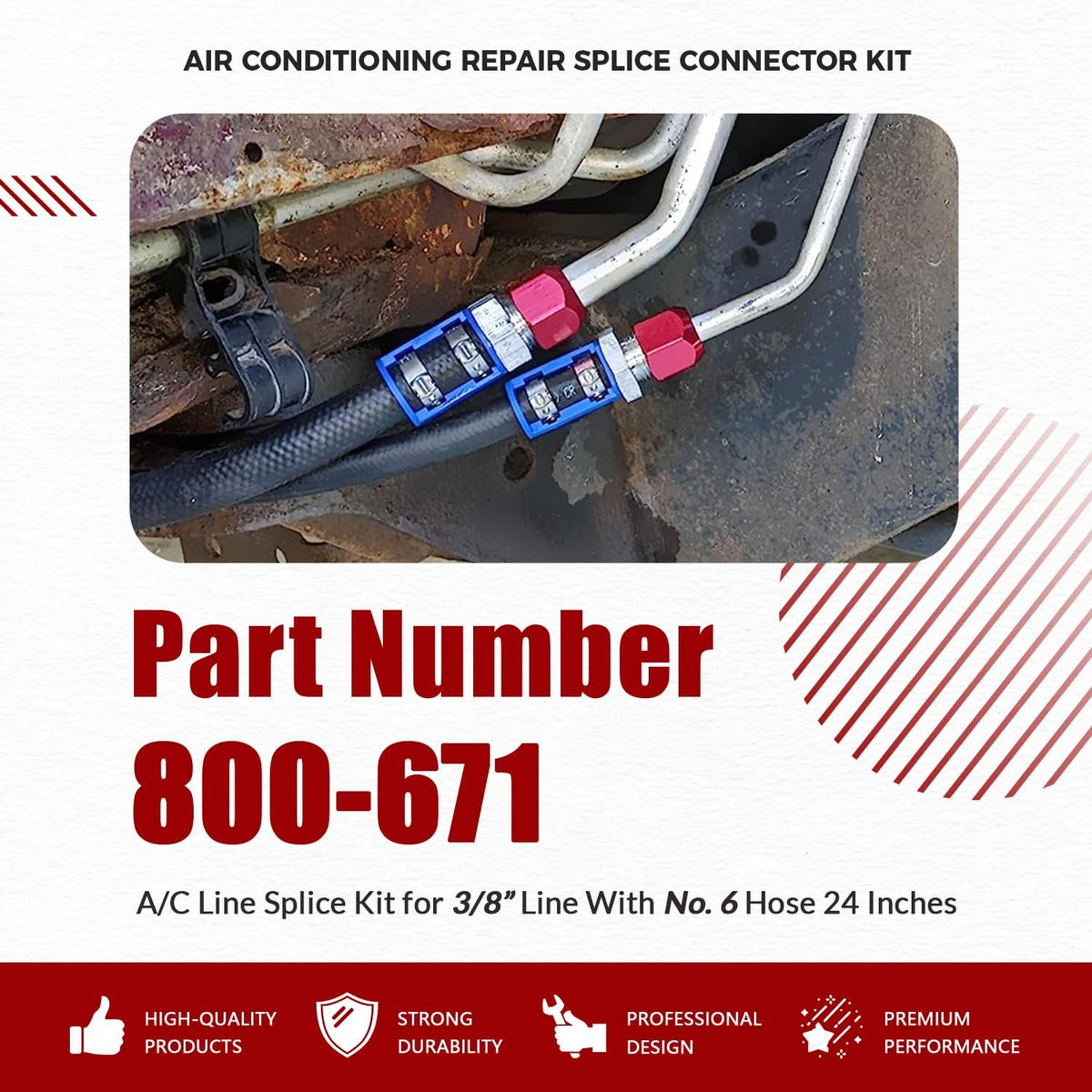 800-671 a/c line splice kit for 3/8" line shown in use