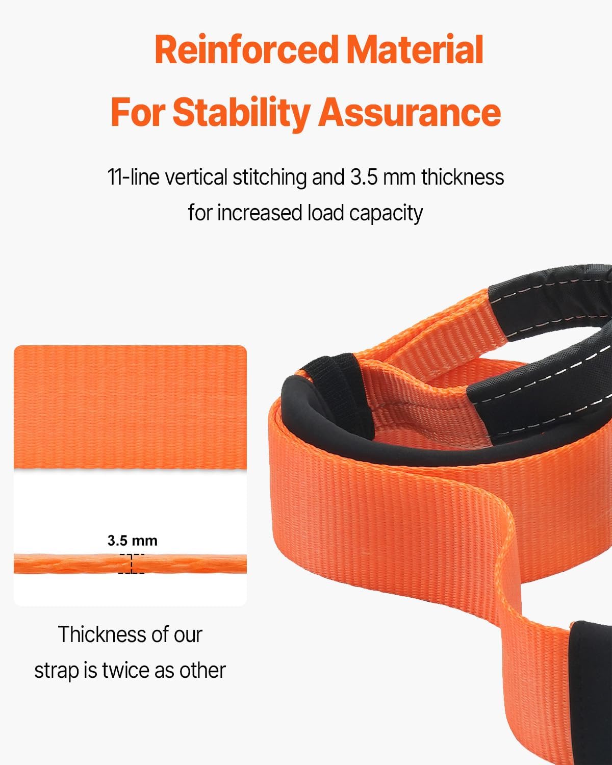 VEVOR Heavy Duty Tow Strap Recovery Kit 3" x 20 ft (MBS-36,000 lbs) Tree Saver Winch Strap, Triple Reinforced Loop & Protective Sleeves & Storage Bag, 3/4" D-Ring Shackles, for Truck Jeep SUV ATV