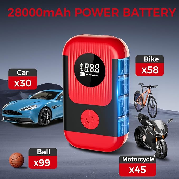 Tire Inflator Portable Air Compressor & Car Jump Starter, Cordless Air Pump - Image 3