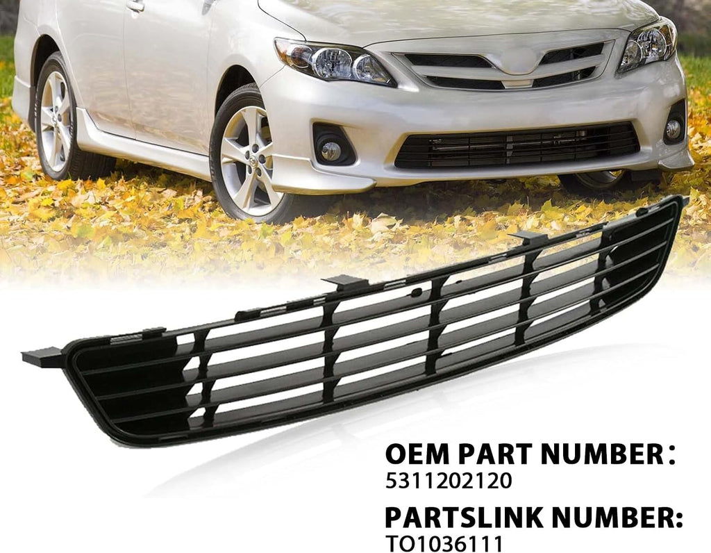 Front Bumper Mesh Air Intake Grille Replacement Shield fits 2009 2010 Toyota Corolla Front Black Air Intake Grill Replacement Kit 5311202120 TO1036111