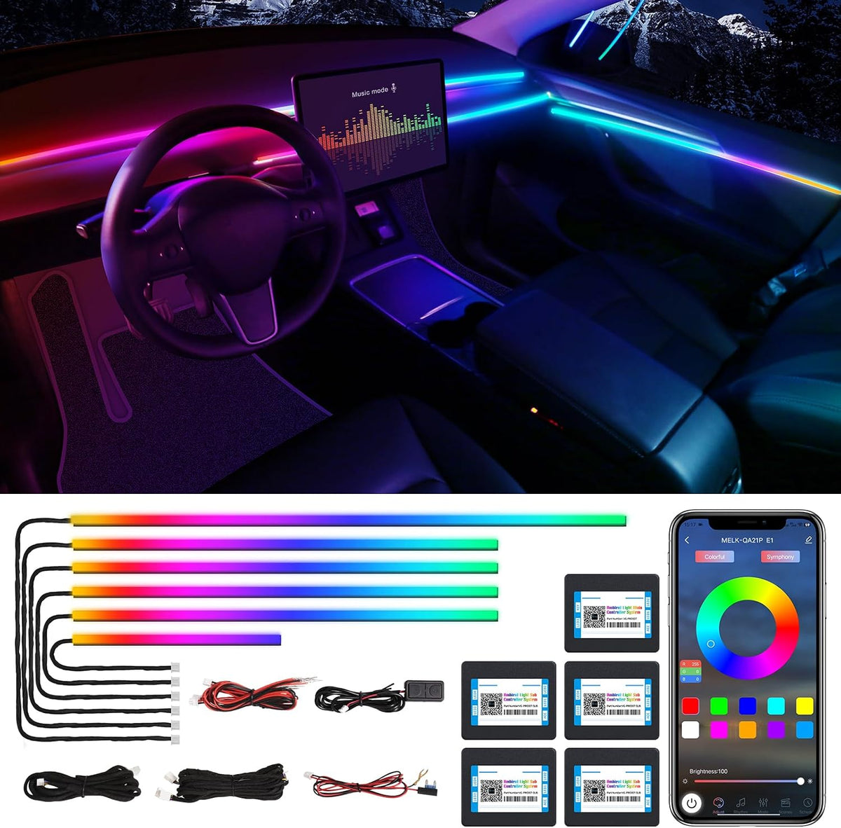 Dreamcolor Acrylic Interior Car LED Strip Light