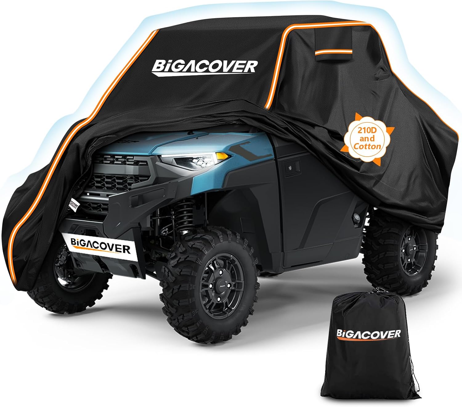 UTV Cover 2 Seater for Polaris Ranger/Can-Am Traxter/General XP 1000 | 210D Oxford & Cotton Lining All-Weather Waterproof Protection Windproof Ranger Cover 2-3 Seater