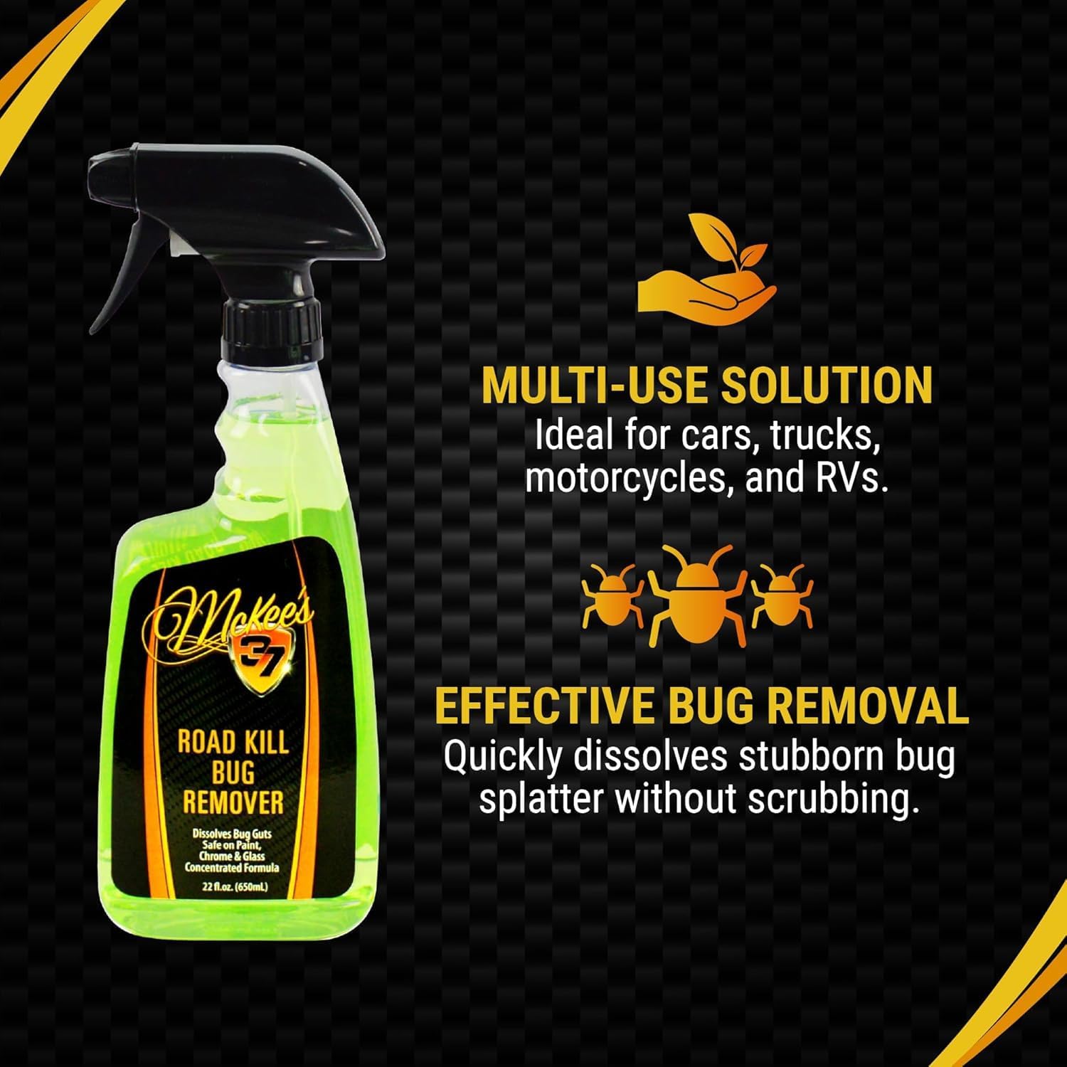 McKee's 37 Road Kill Film and Tar Remover Combo for Automotive Exterior Surfaces with Microfiber Scrubber (22 oz + Scrubber)