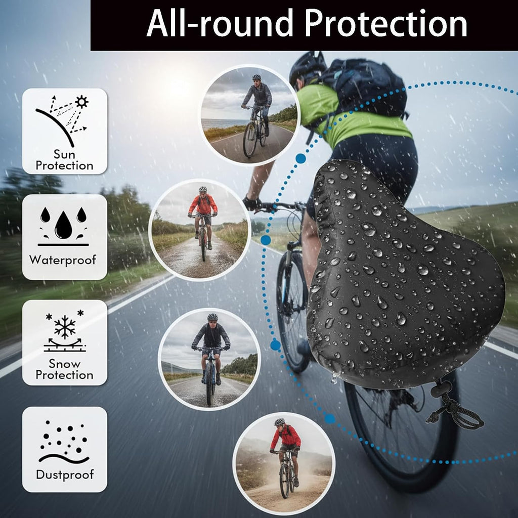 Bike Seat Cover Waterproof 2 Pack, Ebike Seat Cover | with Drawstring, Bicycle Seat Protector for Rain Sun Dust, Universal Fit for City & Casual Bikes