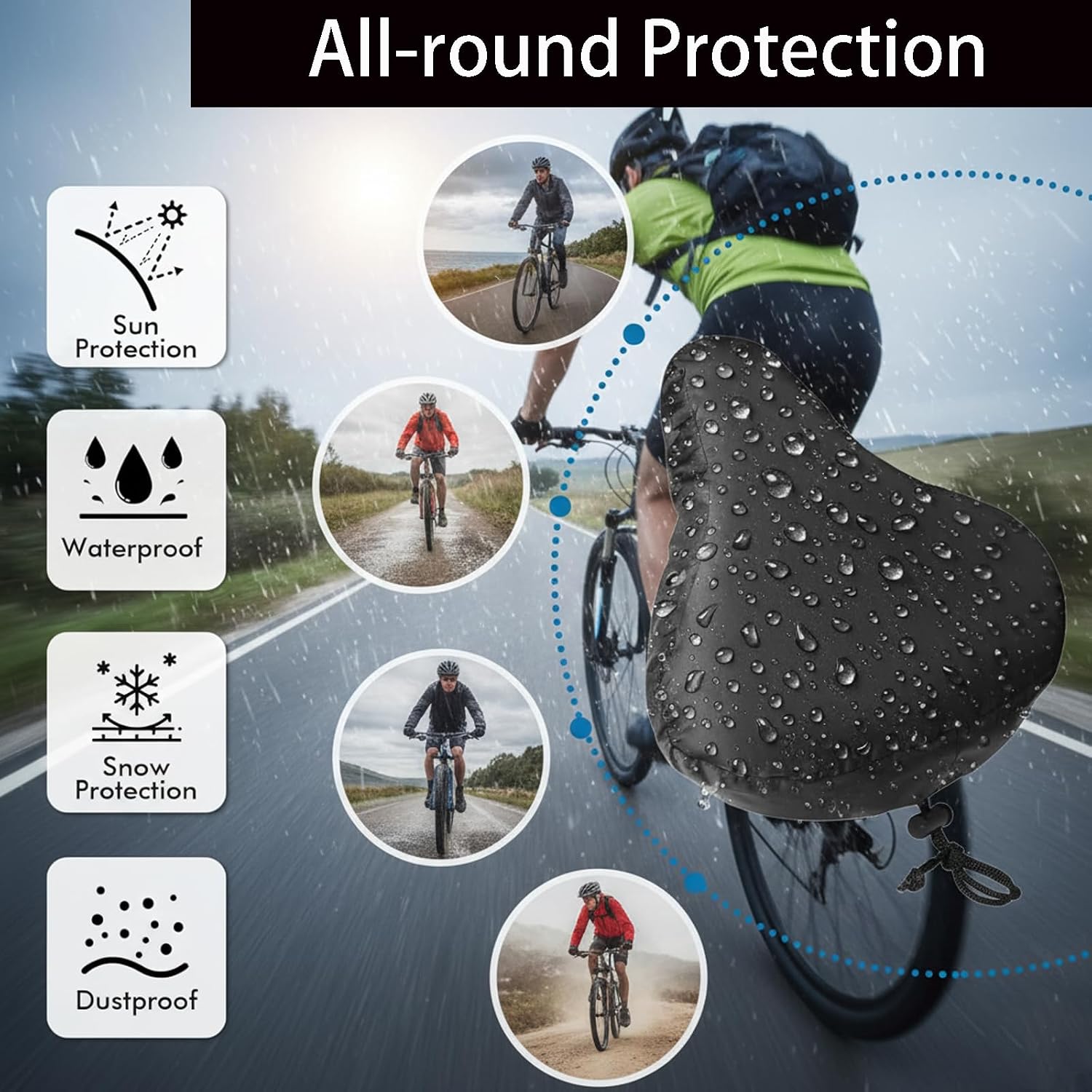 Bike Seat Cover Waterproof 2 Pack, Ebike Seat Cover | with Drawstring, Bicycle Seat Protector for Rain Sun Dust, Universal Fit for City & Casual Bikes