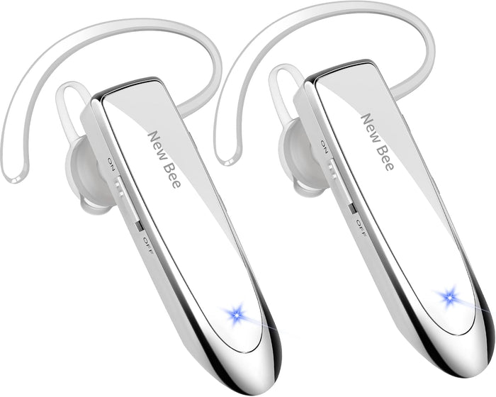 New bee Bluetooth Earpiece V5.0 Wireless Handsfree Headset 24 Hrs Driving 60 (2 Pack)