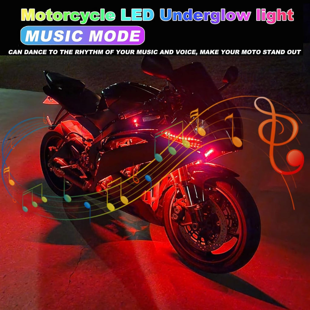 YUGUANG 12PCS Motorcycle Underglow Kit, Motorcycle Lights Underglow Kit with APP Control Multi-Color Music Sync Waterproof RGB Under Glow for Motorcycles