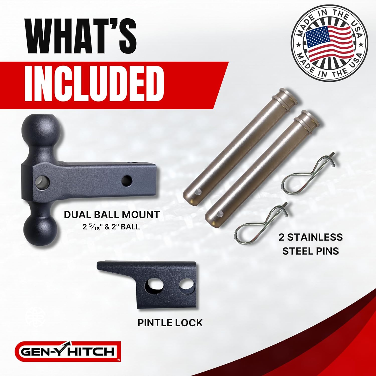 GEN-Y Hitch Offset Tow Hitch for 2" Receiver - 2.5" Rise/5" Drop with 4 Adjustable Positions, Includes Dual Ball Mount, Pintle Lock and Pins, 10,000 lbs Towing Capacity, 1,500 lbs Tongue Weight