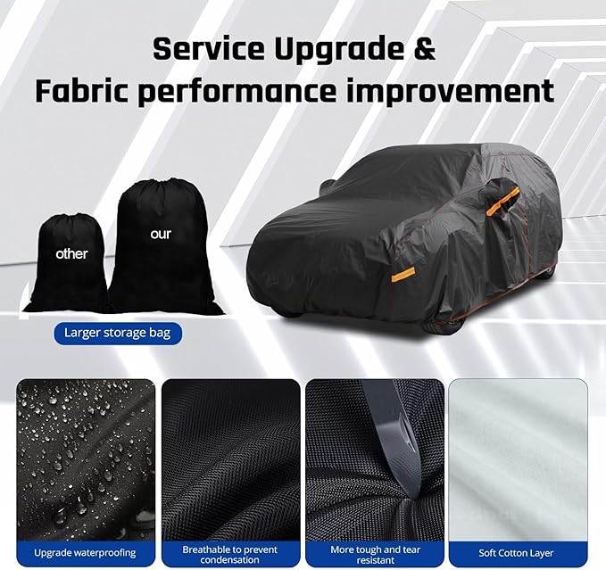 6 Layer Heavy Duty SUV Car Cover Waterproof All Weather Protection - Image 5