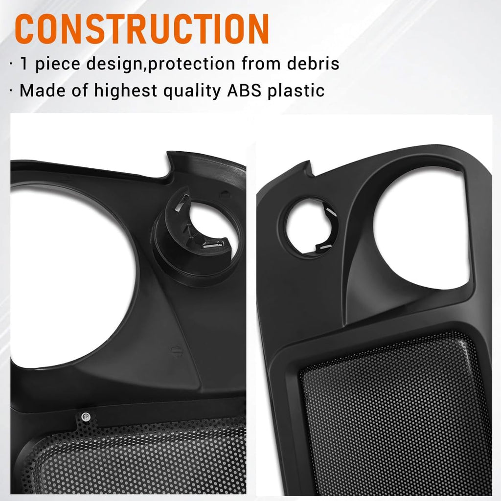 ABS Front Grille Compatible with Jeep Wrangler 2007 to 2017, JK，Matte Black (10 pcs W/BUG SCREEN)