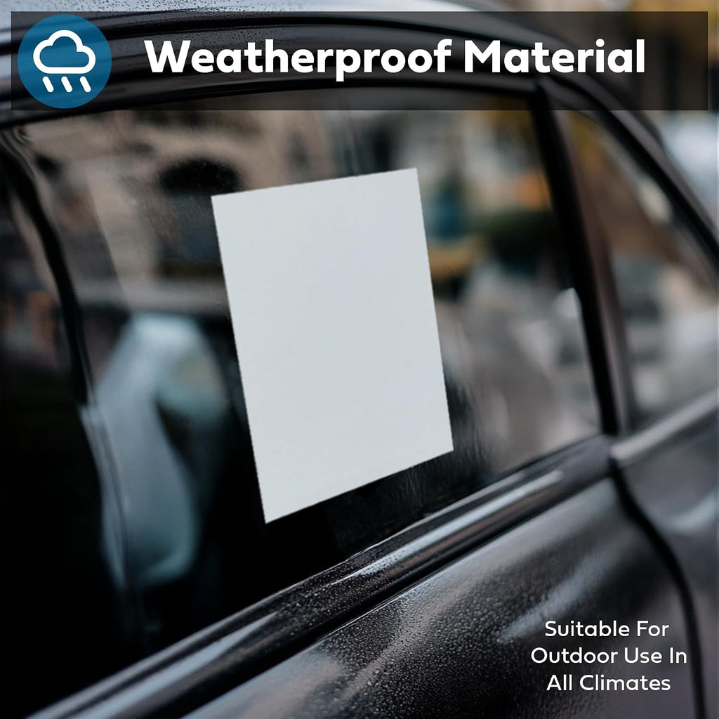 window stickers for car dealers -plain blank white on a desk or shelf