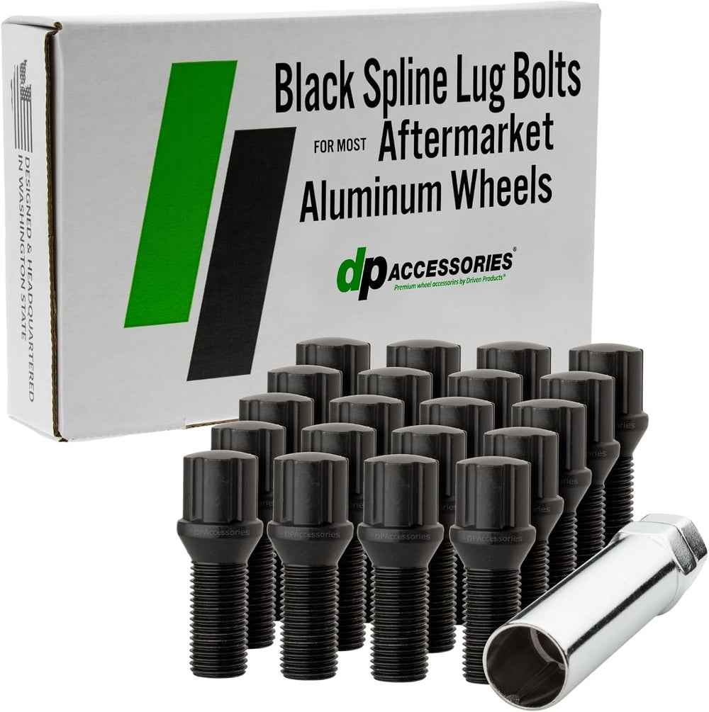 DPAccessories Black M14x1.50 Lug Bolts for Aftermarket Wheels | Spline Bolt |...