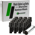 DPAccessories Black M14x1.50 Lug Bolts for Aftermarket Wheels | Spline Bolt | 27mm Shank | Set of 20 | BS27K5HE-BK04020