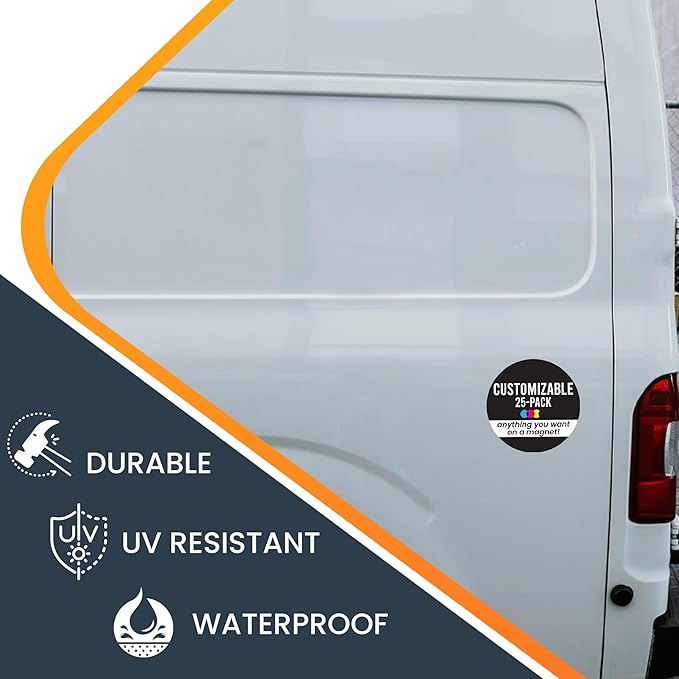 Magnet Me Up Customizable 30 Mil Round Magnet- 5”, 25 PK Weatherproof Car Magnet - Image 6