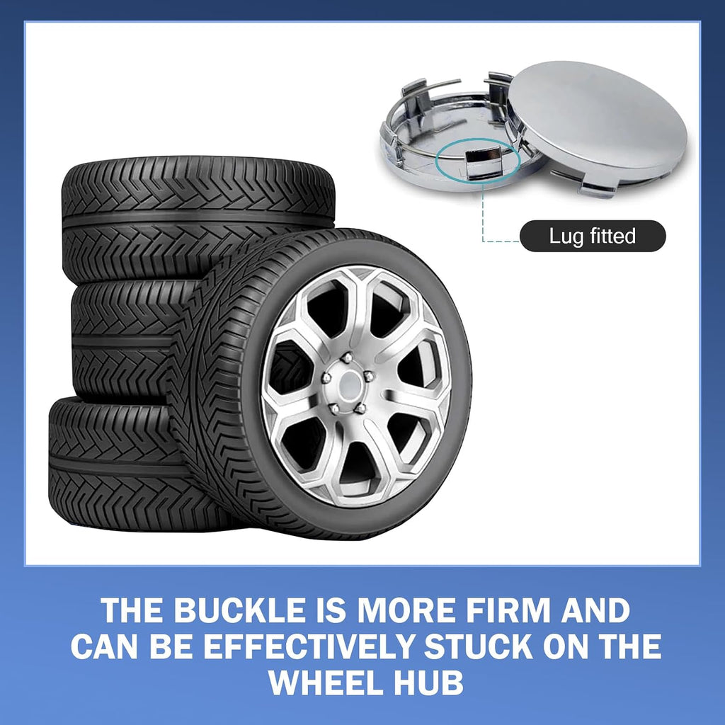 4 PCS Car Wheel Center Caps, 60MM/2.36In OD 56MM/2.2In ID, ABS Snap-in Vehicle Rim Hub Caps, Anti-Falling Rust-Proof Wheel Hub Decoration, Universal for SUV Sedan Truck(Silver)
