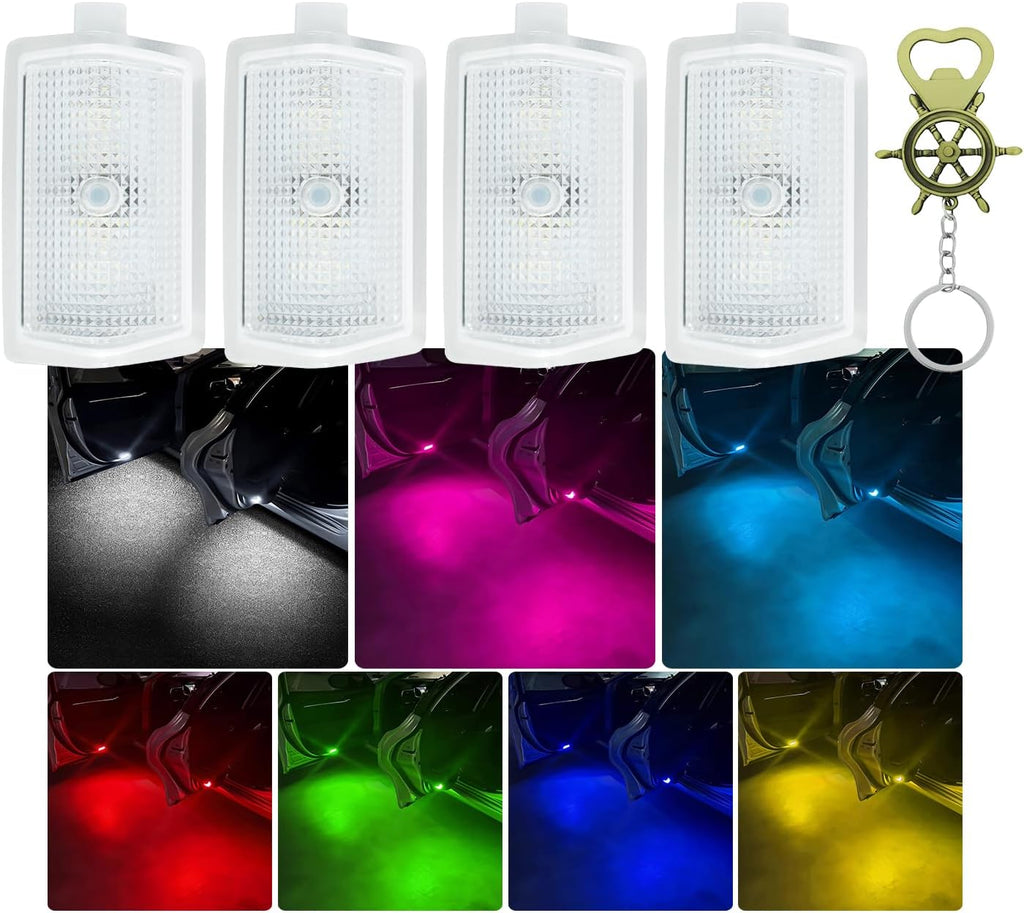 SANRILY 4Pcs Car Door Welcome Lights Fit for Benz EQC 2018-2022 G A C E Class W167 W213 GLA GLC GLE Wireless Car Door Step Welcome Lights Shadow Lights (7 Color Lights)