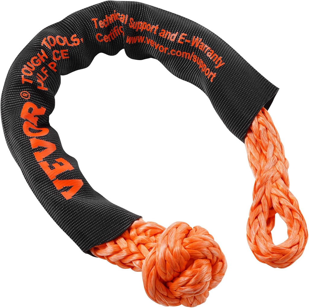 VEVOR 2-Pack Synthetic Soft Shackle, 1/2" x 22" - 44,092 lbs (20 Ton) Breaking Strength, Heavy Duty Recovery Tow Shackles with Extra Sleeves & Storage Bag for UTV,ATV,Trucks,Off-Road Vehicles,Orange