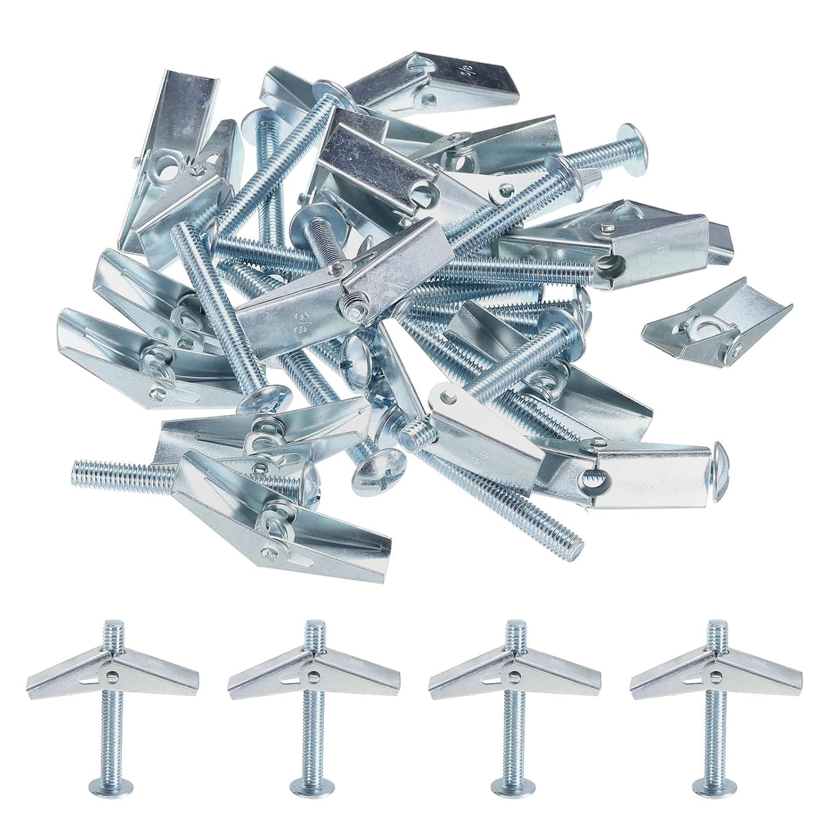 uxcell 20pcs spring toggle bolt anchors, 3/8"x3" butterfly, main product view