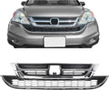 KUAFU Front Bumper Upper & Lower Grille Grill Compatible with 2010-2011 Honda CRV CR-V Replacement for 71123-SWN-H11 71121-SWN-H11 Hood Mesh Radiator Grille Grill Chrome Painted Silvery+Black