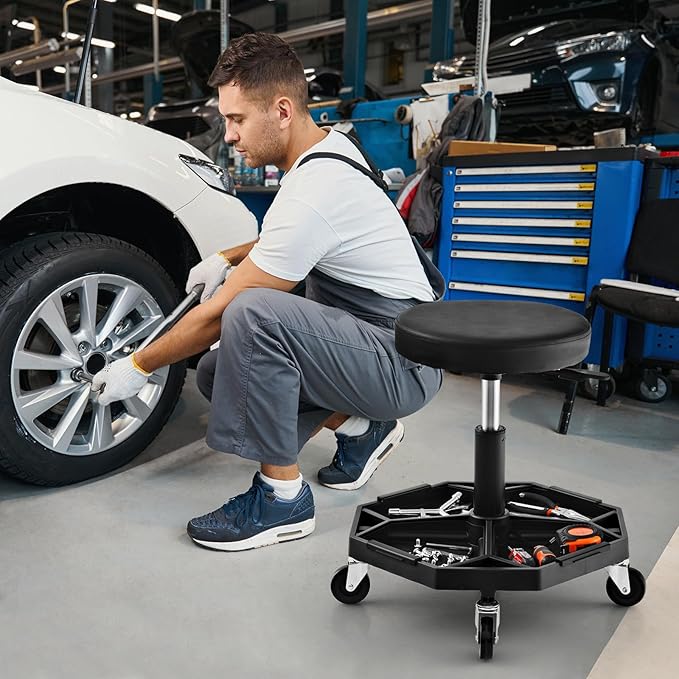 IRONMAX Rolling Mechanic Stool, Adjustable Shop Stool Creeper Seat - Image 8
