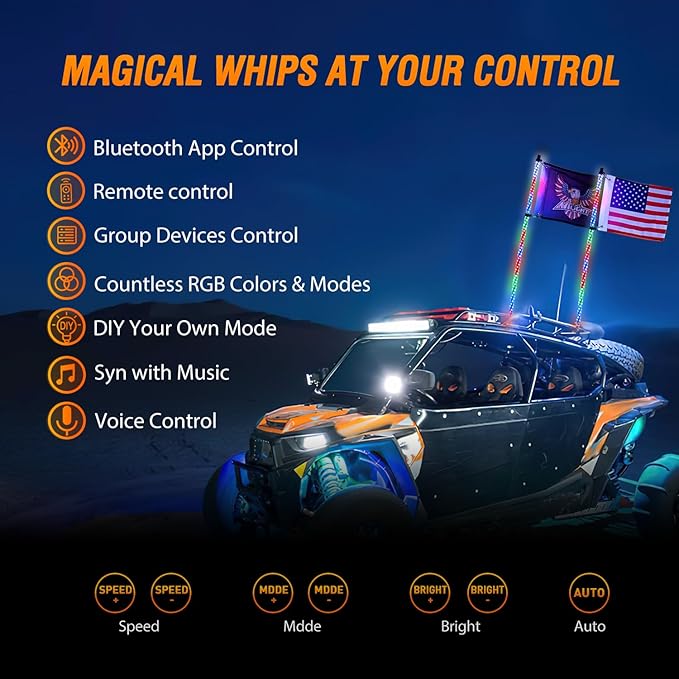 Nilight 2PCS 4FT RGB LED Whip Light - Image 2