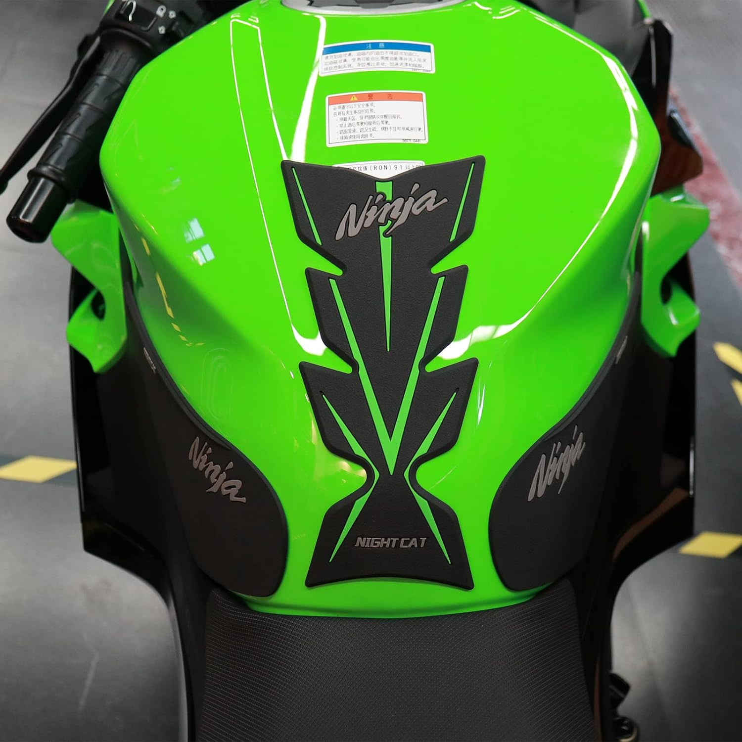 Compatible Kawasaki Ninja 400 Motorcycle Tank Pad Kit Side Knee Guard Sticker Fuel Tank Protector (Green)
