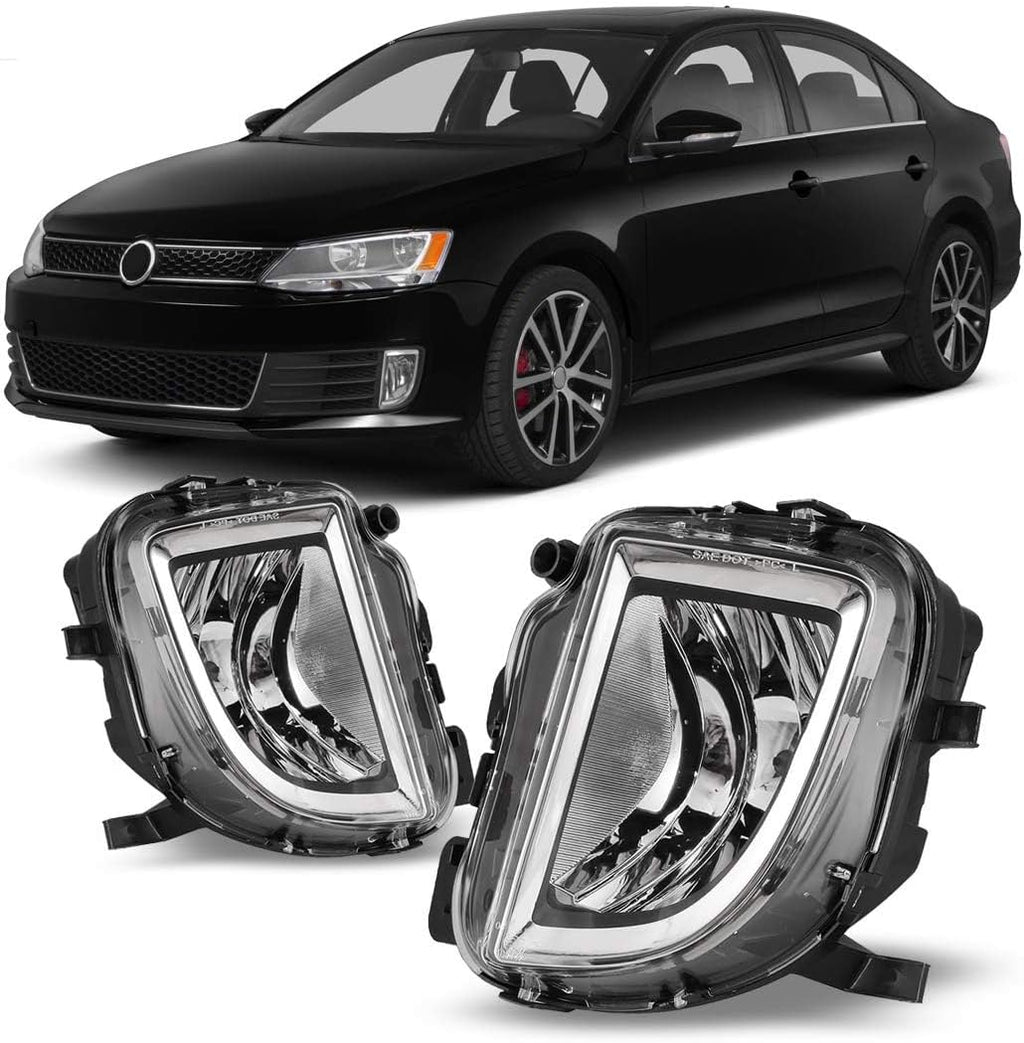 Winjet WJ30-0480-09 2010-2014 Volkswagen GTI Mk6 2012-2017 Jetta Sedan Fog Lights Replacement OE Fitment Pair Clear