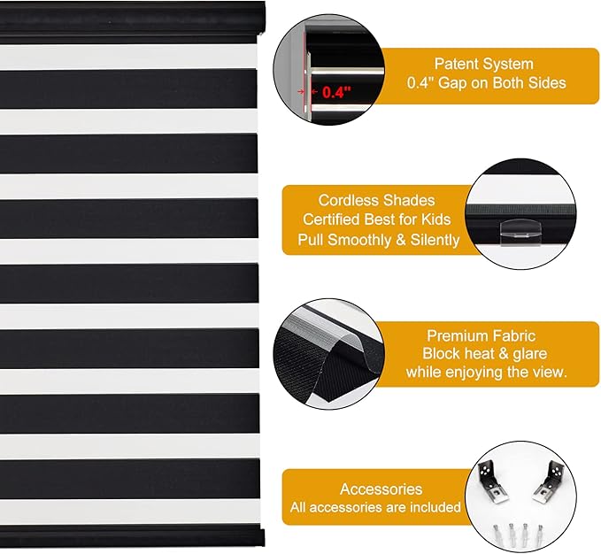 Persilux Cordless Zebra Roller Window Shades Free-Stop Roller Blinds Light - Image 2