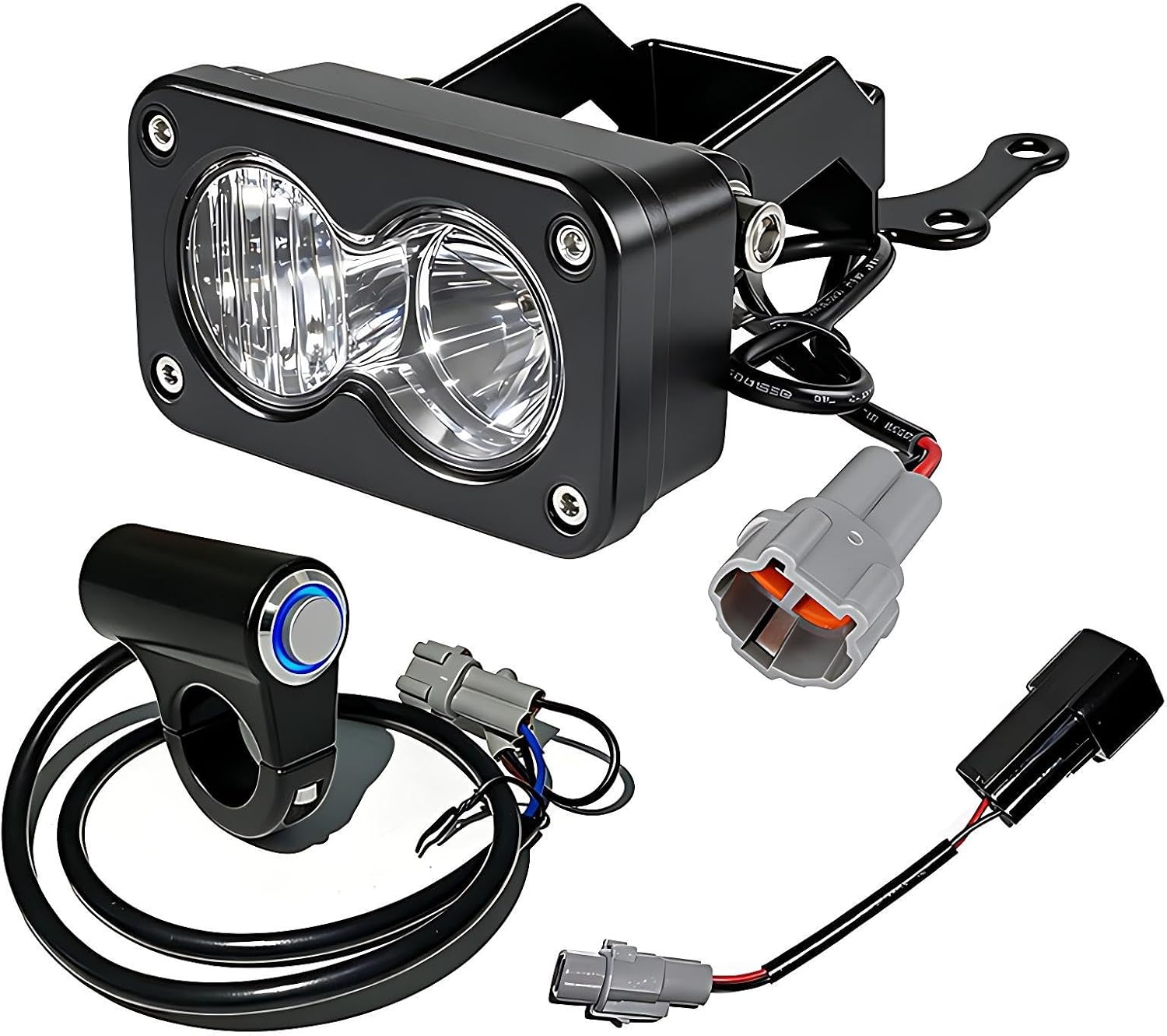Headlight Kit 6000-6500K Crystal White LED Light Bar with Switch for Sur-Ron eRide Pro S, SS, X260, Light Bee X, Ultra Bee & Segway X260 - Dirt Bike Baja Spot Flood Combo, Plug & Play