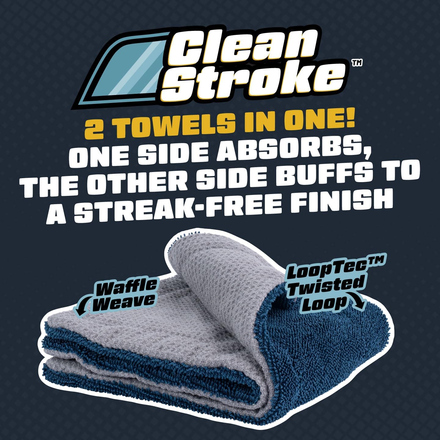 Chemical Guys Clean Stroke Dual-Sided Microfiber Glass Towels - 16 x 16 Premium Streak-Free Cloths for Cars, Trucks, SUVs - Scratch-Free, Lint-Free Detailing Towels for Clear Glass & Mirrors (2 Pack)