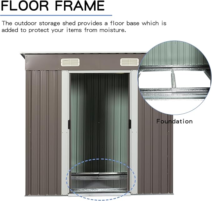 6 x 4 FT Outdoor Storage Shed, Metal Anti-Corrosion Utility Tool House - Image 7