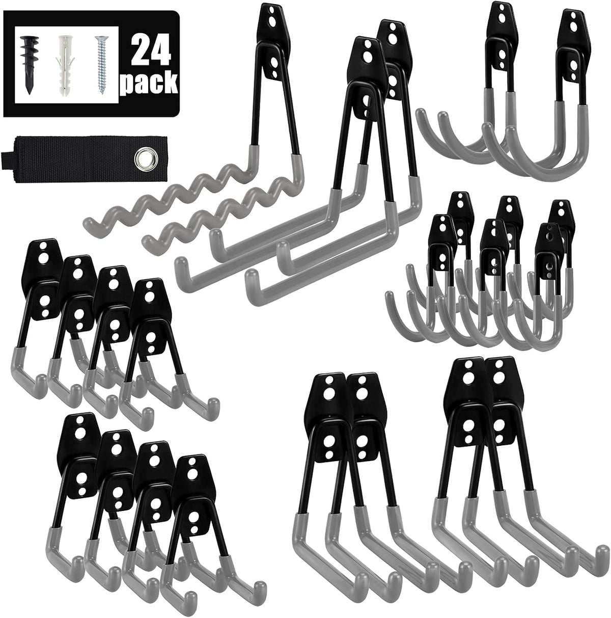 aoben 24pcs garage hooks, heavy duty double garage, main product view