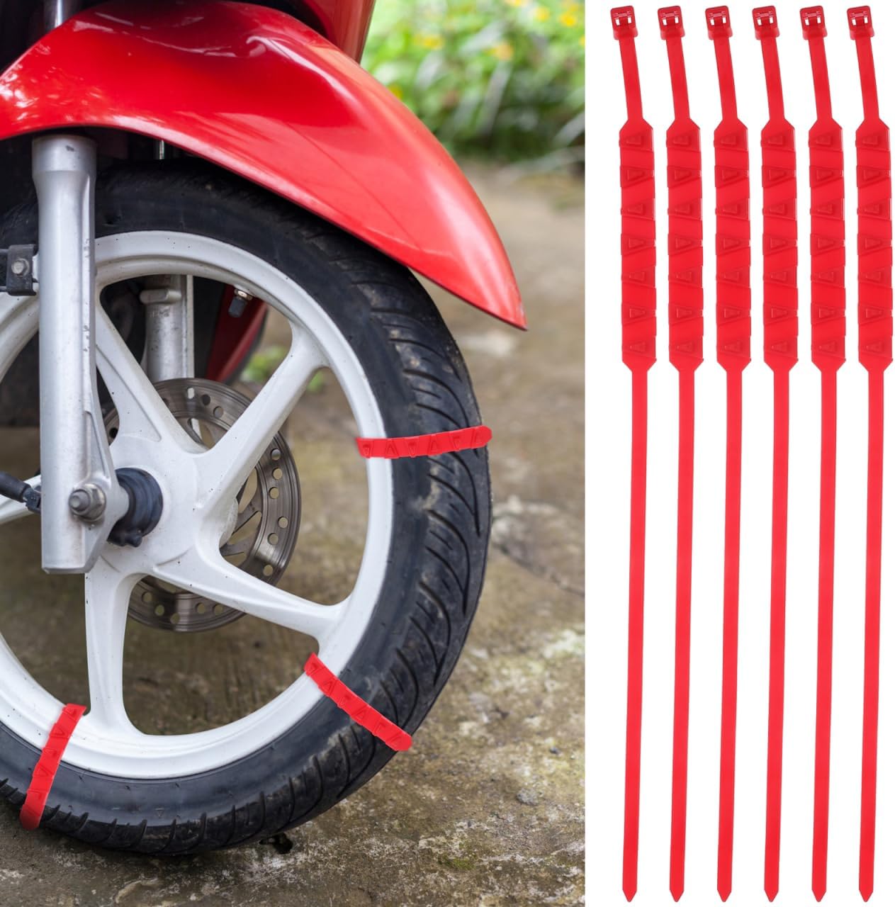 VOSAREA 10pcs Anti-Slip Motorcycle Tire Chains Universal Snow Chain for Electric Bikes Two-Wheel and Three-Wheel Vehicles Sturdy Nylon Construction for Winter Use