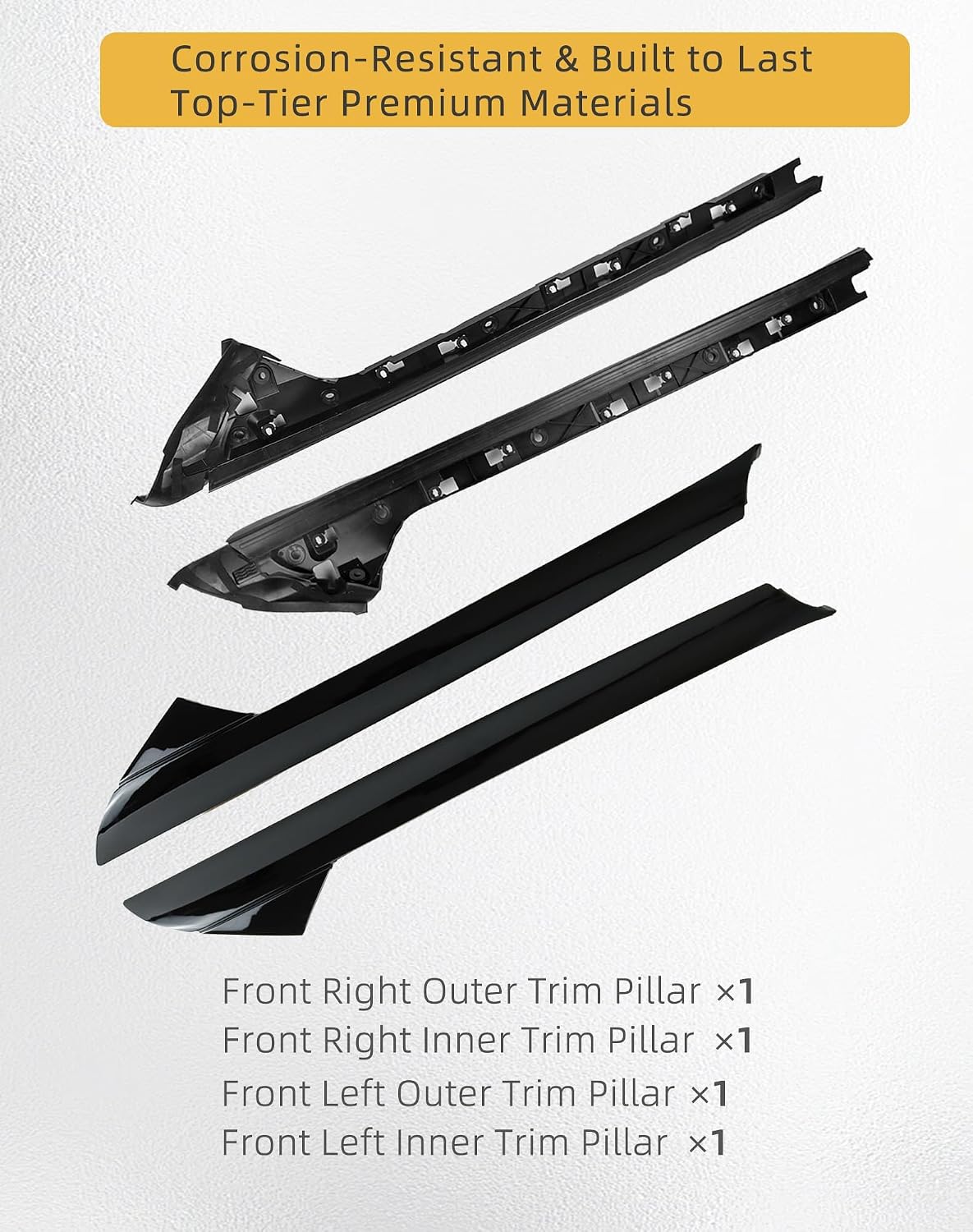 Flecto 2-Pack A-Pillar Molding Trim Outer & Inner Brackets Front Left & Right Pair Compatible with Ford Explorer 2011-2019, Replaces 926-450 926-451