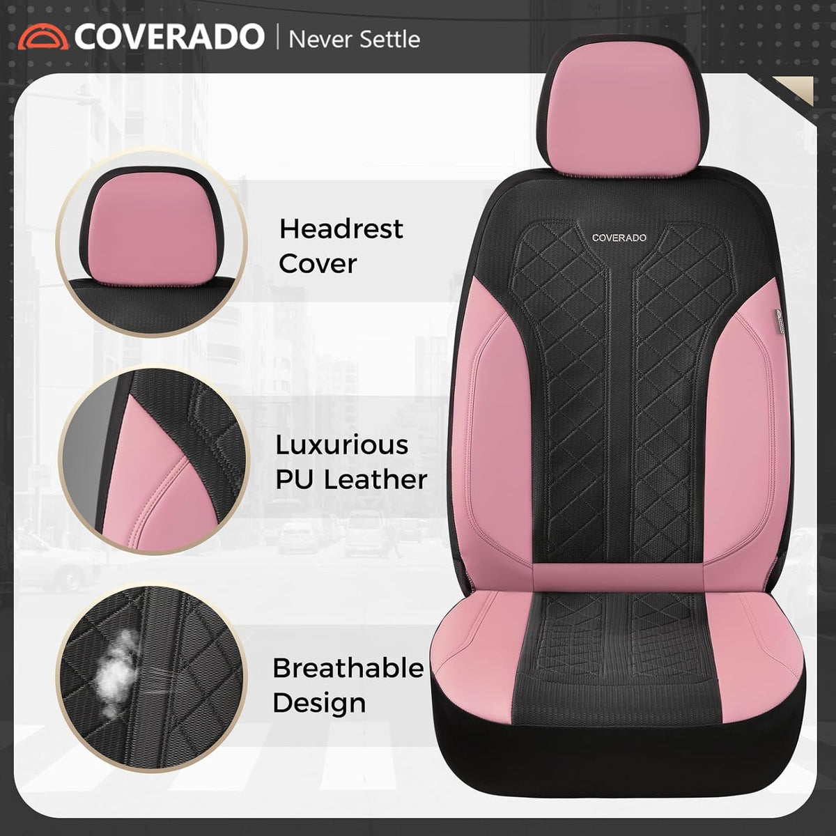 coverado automotive seat covers full set, luxury car, side view