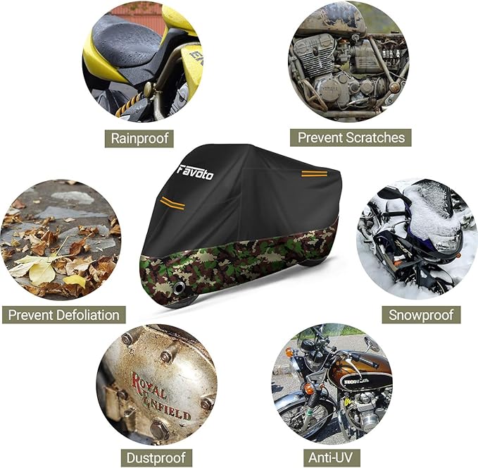 Favoto Motorcycle Cover 96.5 inches Length All Season Universal Weather - Image 7