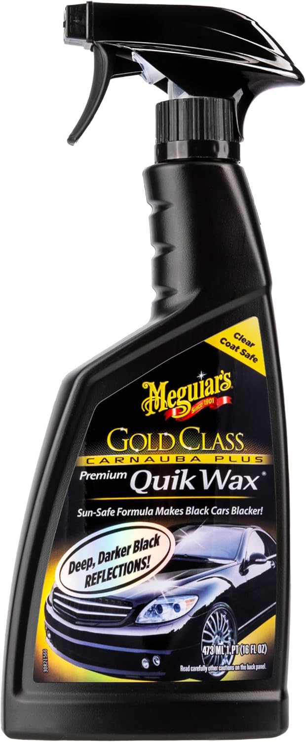 Meguiar's G7716 Gold Class Carnauba Quik Wax, Special Blend for Richness and Shine, Clear Coat Safe Meguiar's Quik Wax, Spray that Leaves Lasting Results without Residue, 16 Oz Containe