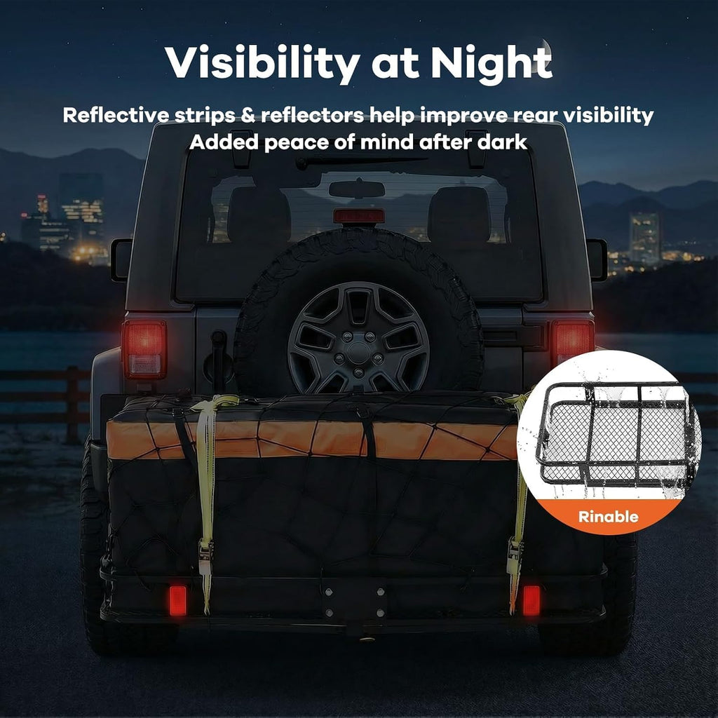 XXL Hitch Cargo Carrier with Waterproof Bag, 70" x 30" x 6" Galvanized Steel Basket and 68" x 28" x 33" Bag, 500 lb Capacity, Raised Shank,Fits 2" Receiver for SUV Truck Van Car